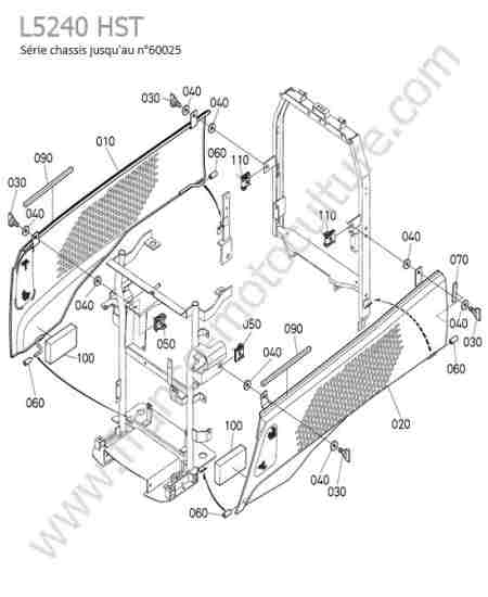 KUBOTA - L5240 : Couvercle lateral inferieur (avant 60025)