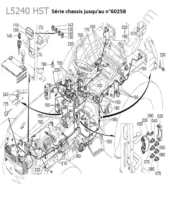 Faisceau electrique avant 60258 KUBOTA L5240