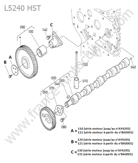 Arbre cames KUBOTA L5240