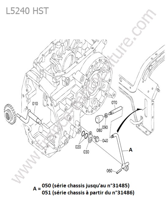 Levier transmission roues avant : KUBOTA - L5240