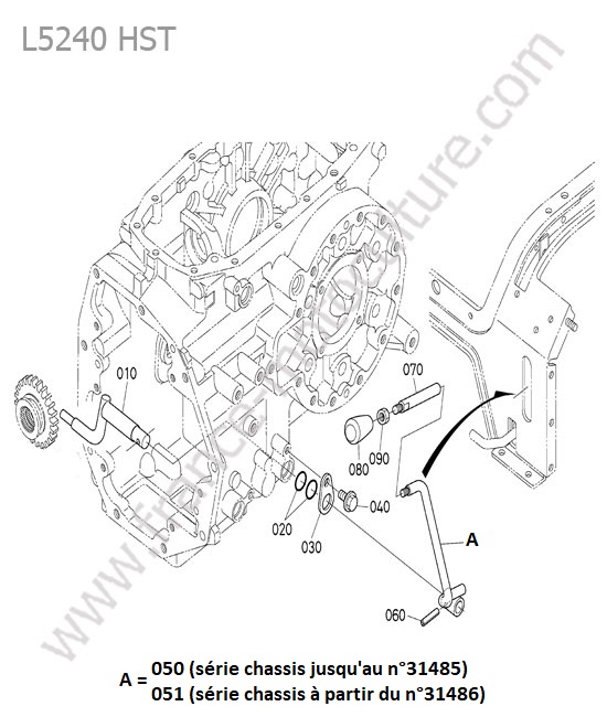 Levier transmission roues avant KUBOTA L5240