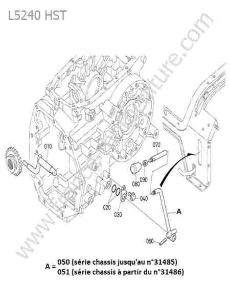 KUBOTA - L5240 : Levier transmission roues avant