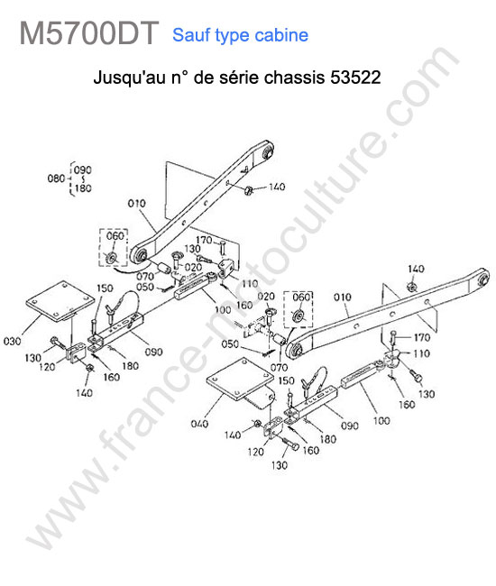 Bras inferieur < 53522 KUBOTA M5700