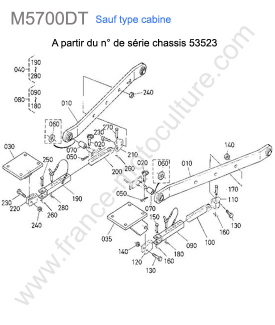 Bras inferieur > 53523 KUBOTA M5700