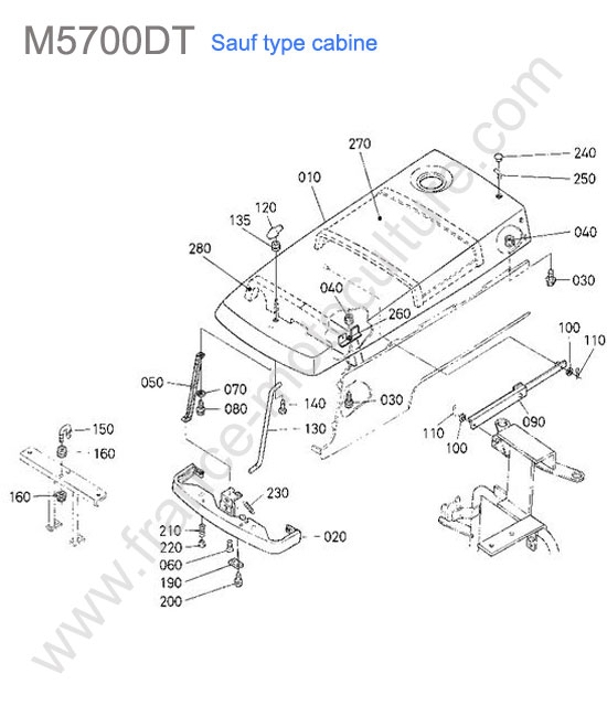 Capot moteur KUBOTA M5700