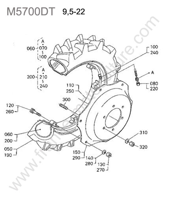 Roue avant 9.5-22 KUBOTA M5700