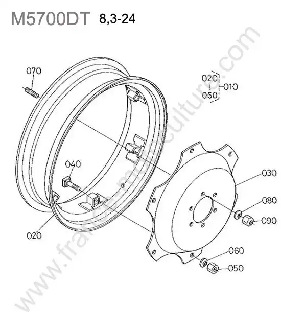 Roue avant 8.3-24 KUBOTA M5700