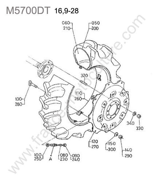 Roue arriere 16.9-28 KUBOTA M5700