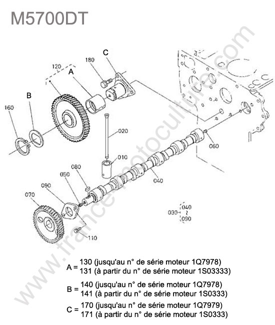 Arbre cames KUBOTA M5700