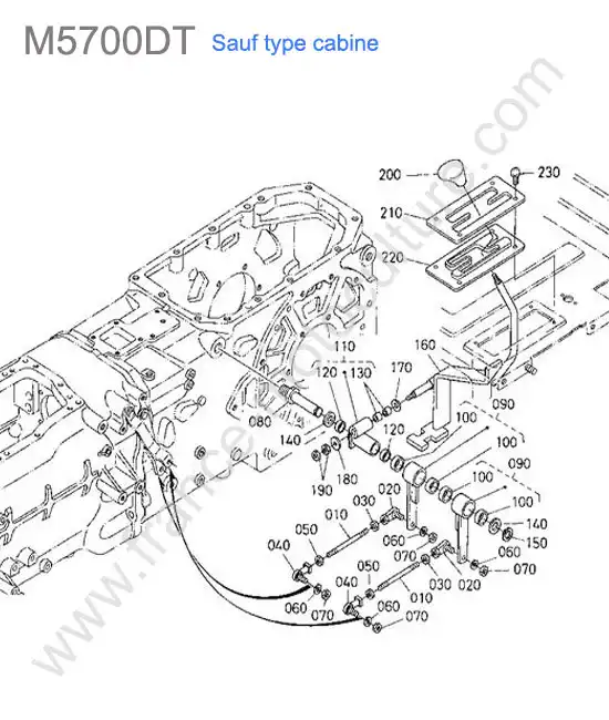 Levier changement gamme KUBOTA M5700