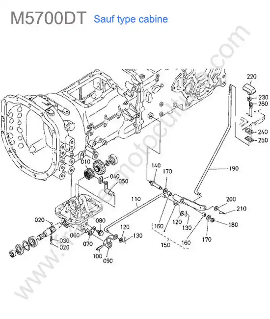 Levier transmission avant KUBOTA M5700