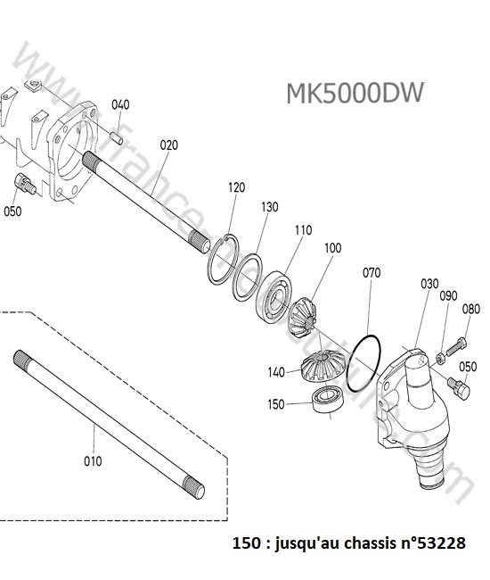 Demi arbre pont avant KUBOTA MK5000