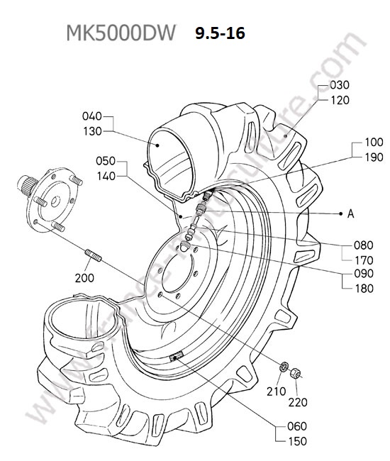 Roue avant 9.5-16 KUBOTA MK5000