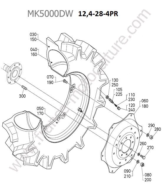 Roue arriere 12.4-28-4pr KUBOTA MK5000