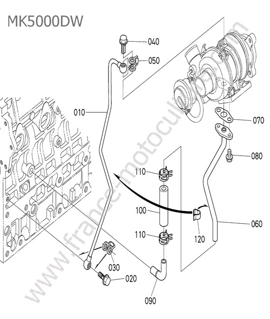 Tuyau huile - turbo KUBOTA MK5000