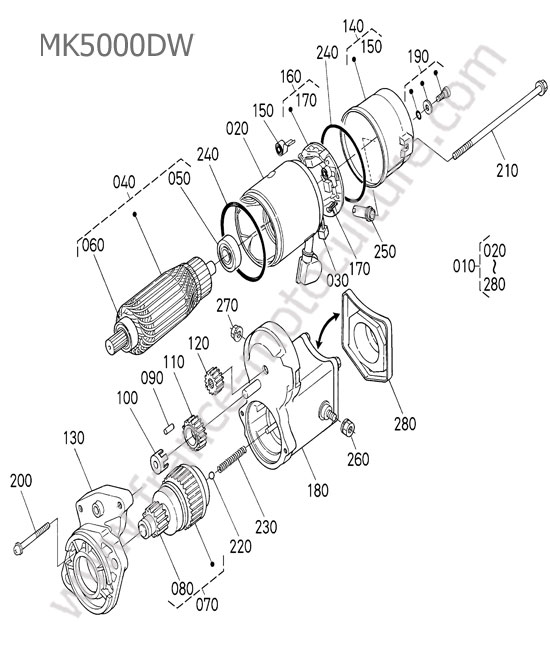 Demarreur - details KUBOTA MK5000