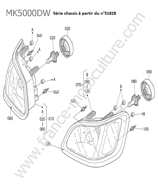 Optique phare > 51828 KUBOTA MK5000