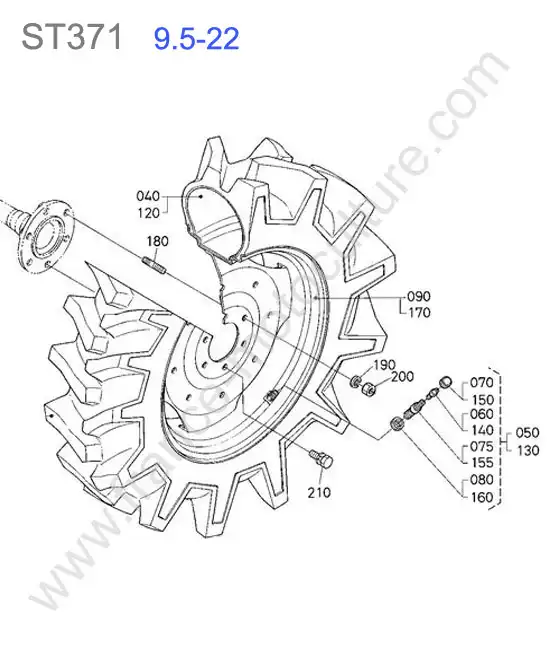 Roue arriere 9.5-22 KUBOTA ST371