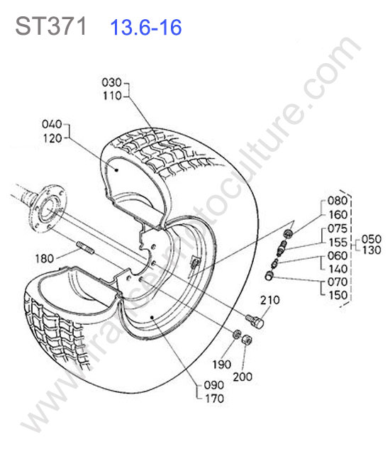 Roue arriere 13.6-16 KUBOTA ST371