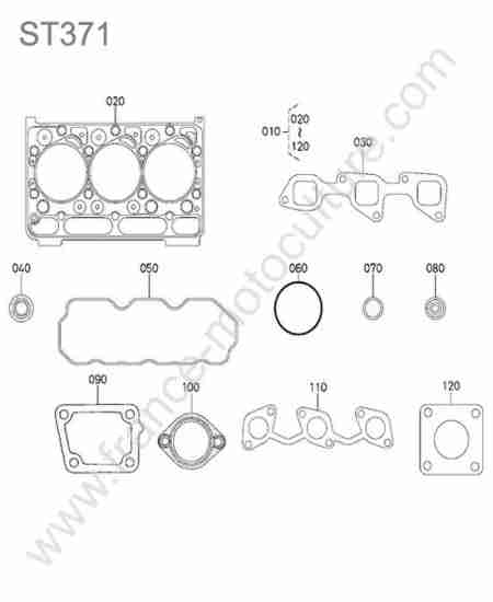 KUBOTA - ST371 : Pochette joints superieurs