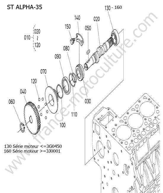 Arbre a came de pompe KUBOTA STA35