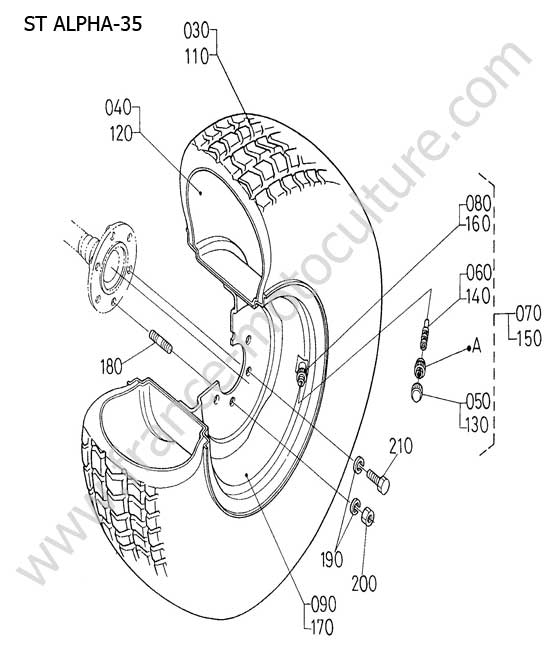 Roue arrière 13.6-16 KUBOTA STA35