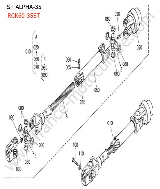 Cardan coupe RCK60 KUBOTA STA35