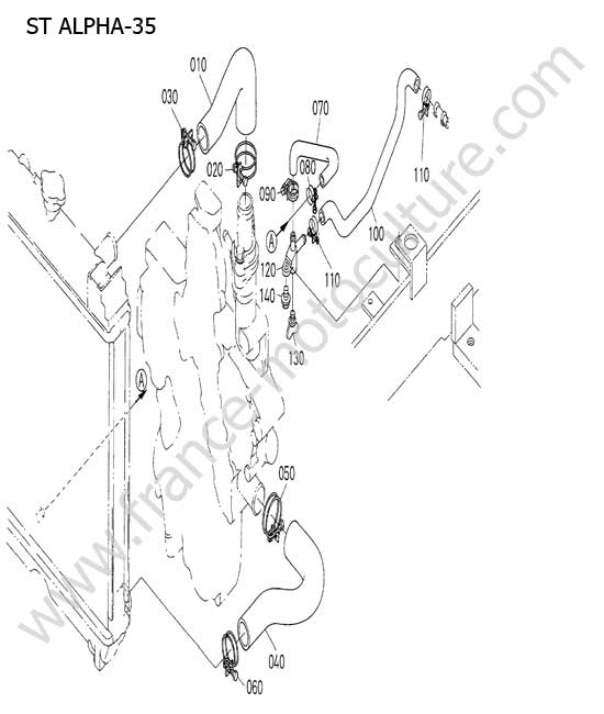 Durite a eau moteur KUBOTA STA35
