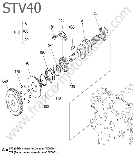 Arbres cames pompe KUBOTA STV40