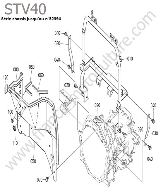 Support capot arriere 1 KUBOTA STV40