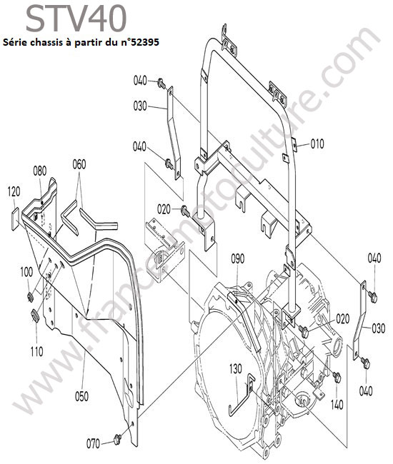 Support capot arriere 2 KUBOTA STV40