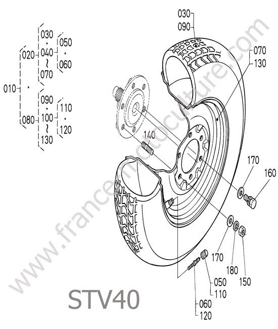 Roue avant 24x8.50-12 KUBOTA STV40