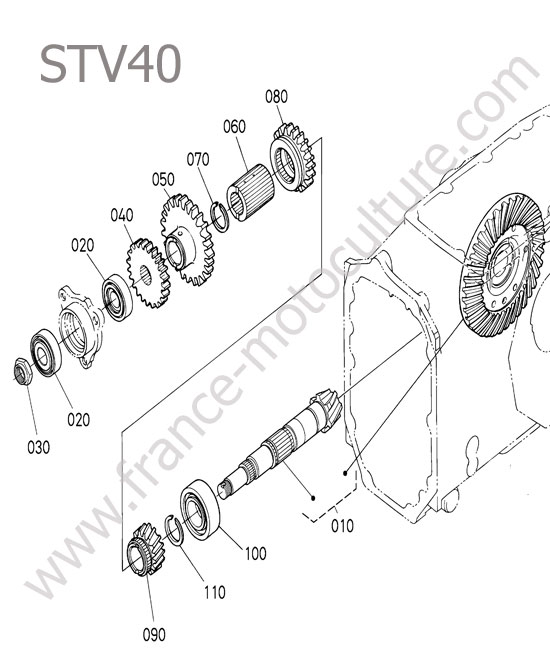 Couronne pignon attaque differentiel KUBOTA STV40