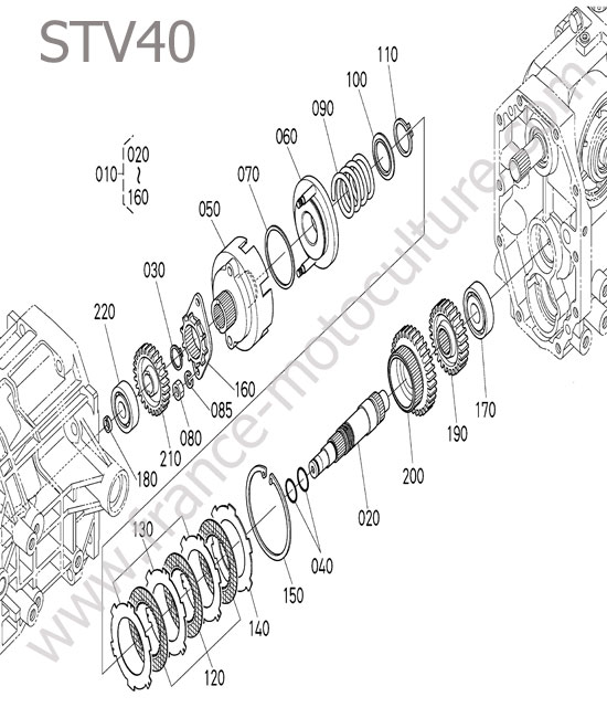 Embrayage commande demi tour rapide 2 KUBOTA STV40