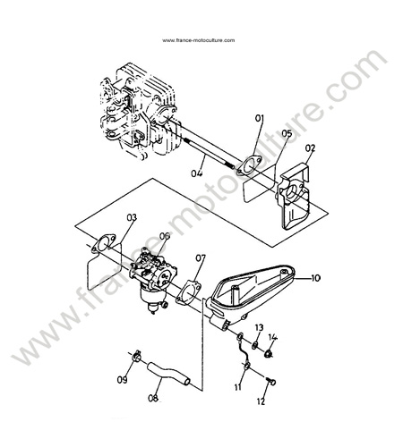Admission - carburateur KUBOTA T1560