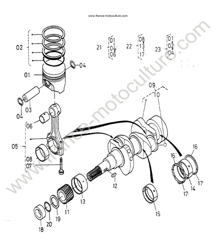 Vilebrequin - piston KUBOTA T1600