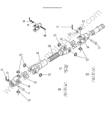 Transmission coupe KUBOTA T1600