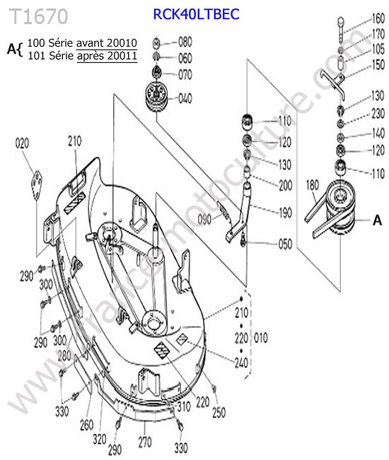 Plateau coupe KUBOTA T1670