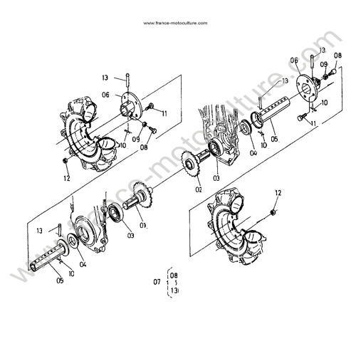 Vue éclatée (Axe roue) pour KUBOTA - TF65 Axe roue KUBOTA TF65
