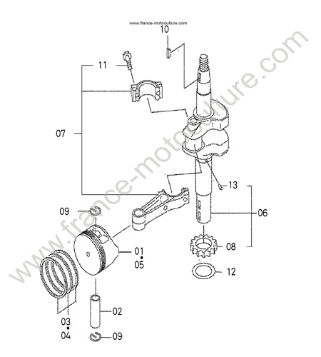 Piston - vilebrequin KUBOTA W721PRO
