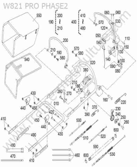 KUBOTA - W821-PRO-2 : Poignee / cables / panier