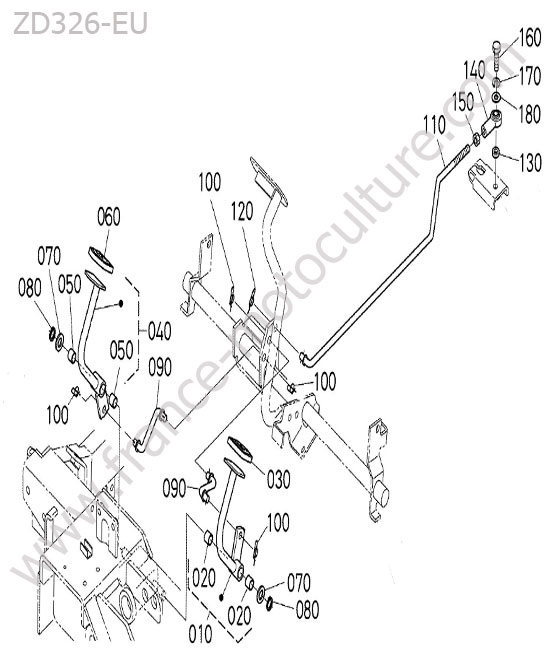 Commande relevage tondeuse KUBOTA ZD326