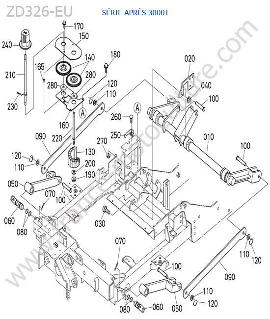 Relevage tondeuse > 30001 KUBOTA ZD326
