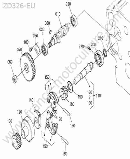 KUBOTA - ZD326 : Arbre cames- pompe injection