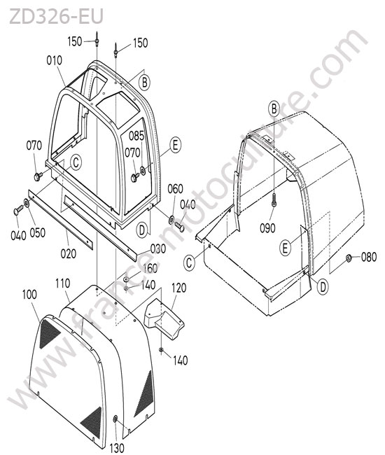 Capot arriere / grille KUBOTA ZD326