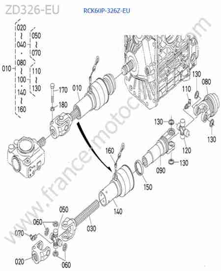KUBOTA - ZD326 : Cardan tondeuse / rck60p