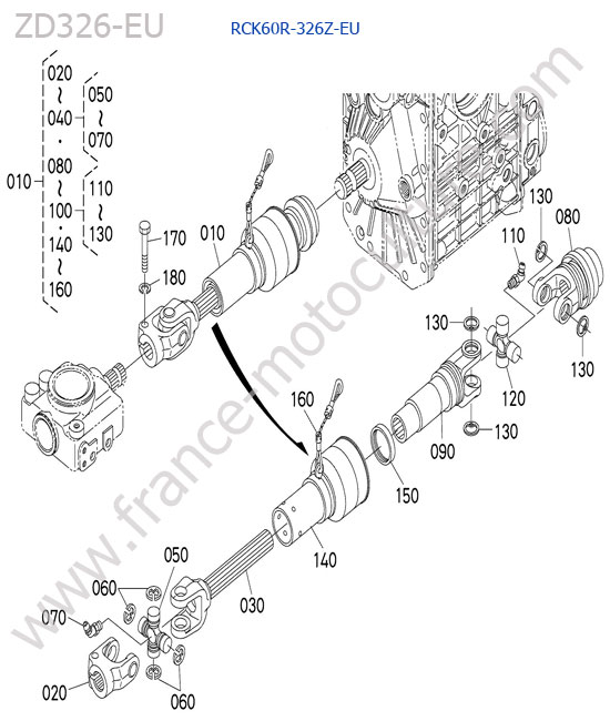 Cardan plateau / rck60r KUBOTA ZD326