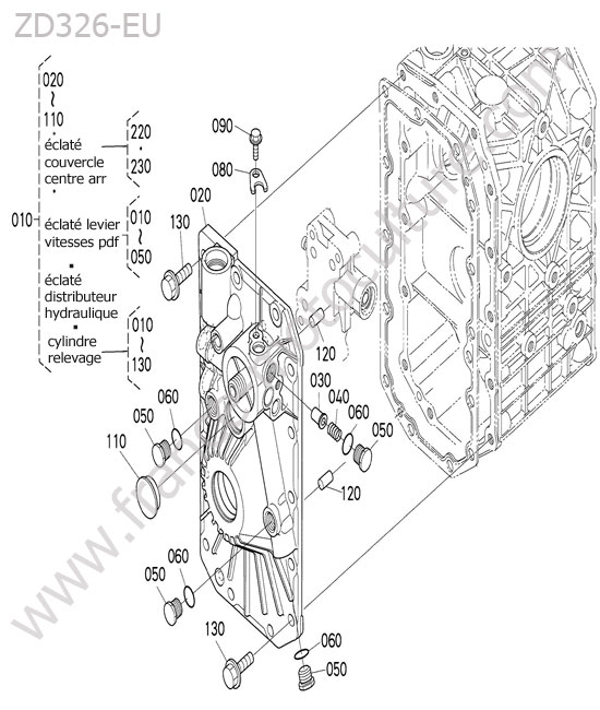 Carter transmission avant KUBOTA ZD326