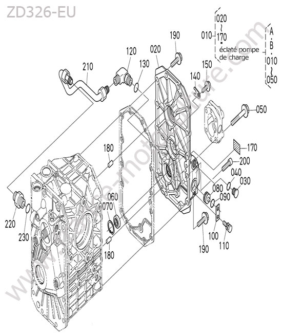 Carter transmission arriere KUBOTA ZD326