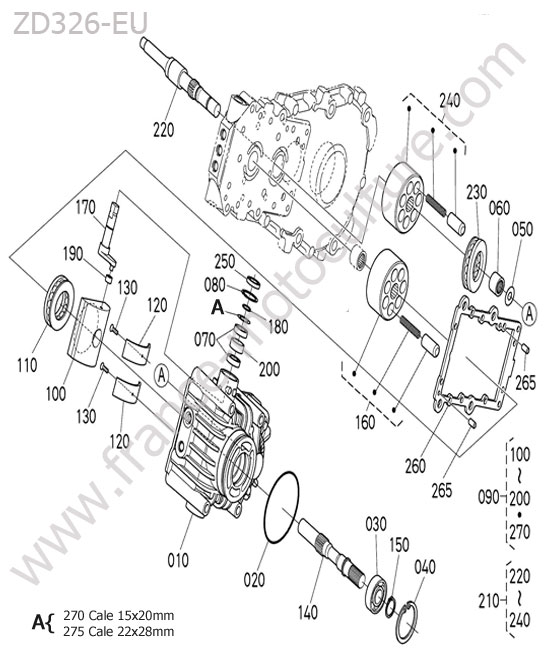 Hst droit / pompe KUBOTA ZD326